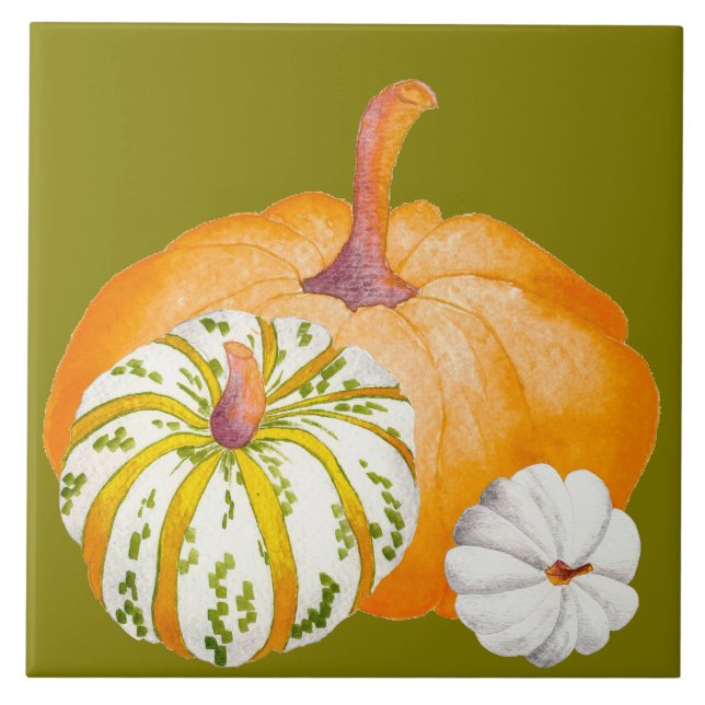 Pumpkin Harvest on a Ceramic Tile (3) (Front)