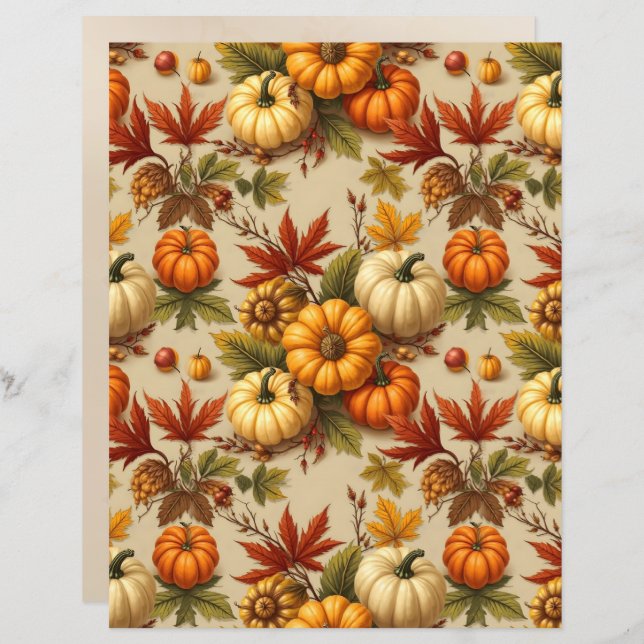 Pumpkin Harvest Scrapbook Paper (Front/Back)