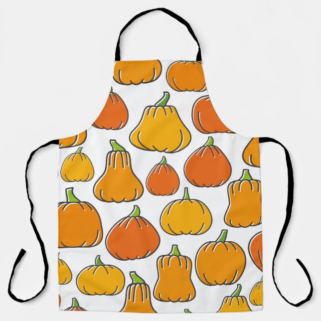 Pumpkin harvest seamless pattern. Season ripe oran Apron (Front)