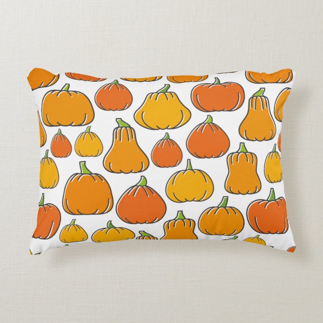 Pumpkin harvest seamless pattern. Season ripe oran Decorative Cushion (Front)