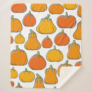 Pumpkin harvest seamless pattern. Season ripe oran Sherpa Blanket