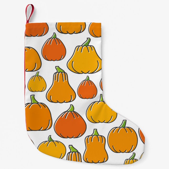 Pumpkin harvest seamless pattern. Season ripe oran Small Christmas Stocking (Front)