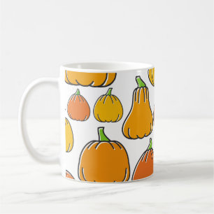 Pumpkin harvest, seasonal vegetable pattern. coffee mug