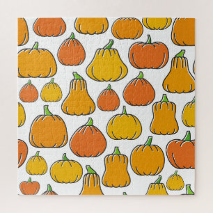 Pumpkin harvest, seasonal vegetable pattern. jigsaw puzzle