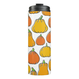 Pumpkin harvest, seasonal vegetable pattern. thermal tumbler