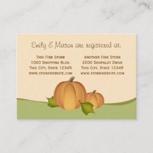 Pumpkin Harvest Shower Registry Enclosure Card