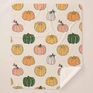 Pumpkin Harvest vintage Seamless Pattern Sherpa Blanket