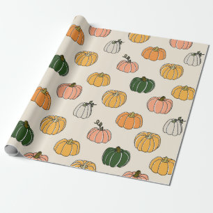 Pumpkin Harvest vintage Seamless Pattern Wrapping Paper