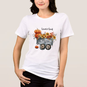 Pumpkin Harvest Wagon Fall T-Shirt Tri-Blend Shirt