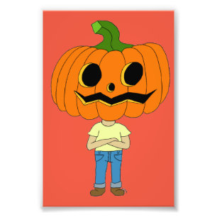 pumpkin head chibi boy photo print