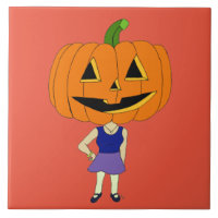 pumpkin head chibi girl   
