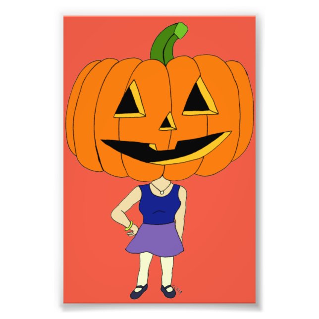 pumpkin head chibi girl  photo print (Front)
