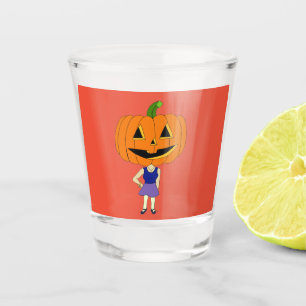 pumpkin head chibi girl shot glass