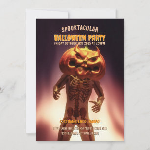 Pumpkin head costume. Halloween party Invitation