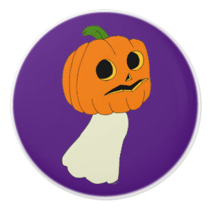Pumpkin head ghost ceramic knob