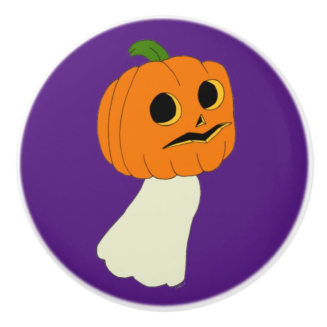 Pumpkin head ghost    ceramic knob (Front)