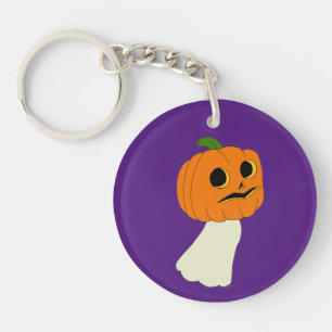 Pumpkin head ghost key ring