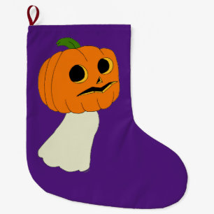 Pumpkin head ghost large christmas stocking