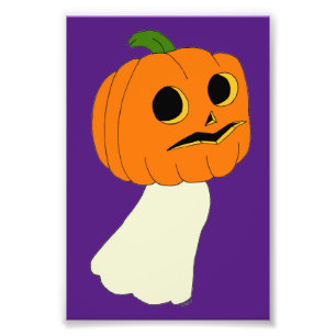 Pumpkin head ghost photo print