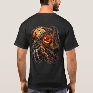 Pumpkin Head Grim Reaper – Halloween Scythe Horror T-Shirt