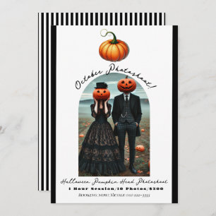 Pumpkin Head Halloween Fall Photography Photo Invitation