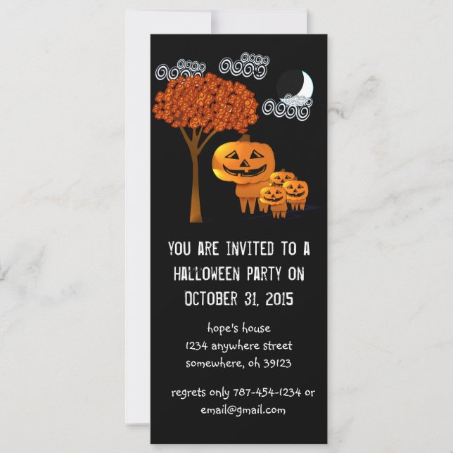 Pumpkin Head Halloween Party Invitations (Front)