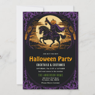pumpkin Head Horseman Halloween Party Invitation
