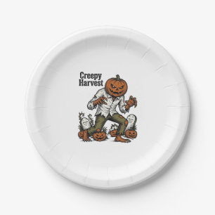 Pumpkin Head Monster Vintage Halloween Shirt Paper Plate