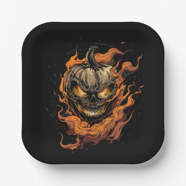 Pumpkin Head Paper Plate (Front)
