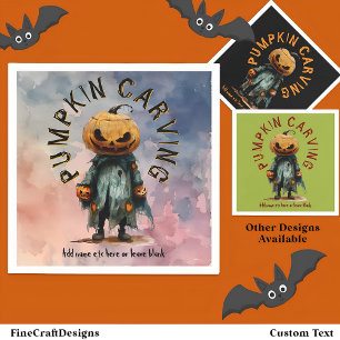 Pumpkin Head Scarecrow Spooky Carving Party Bl C6 Napkin