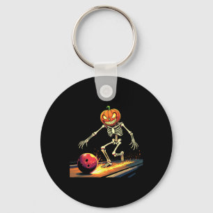 Pumpkin Head Skeleton Bowling Halloween Spooky Spo Key Ring
