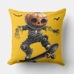 🎃 Pumpkin Head Skier Cushion