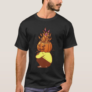 Pumpkin Head Squat Warrior Halloween Fitness T-Shirt