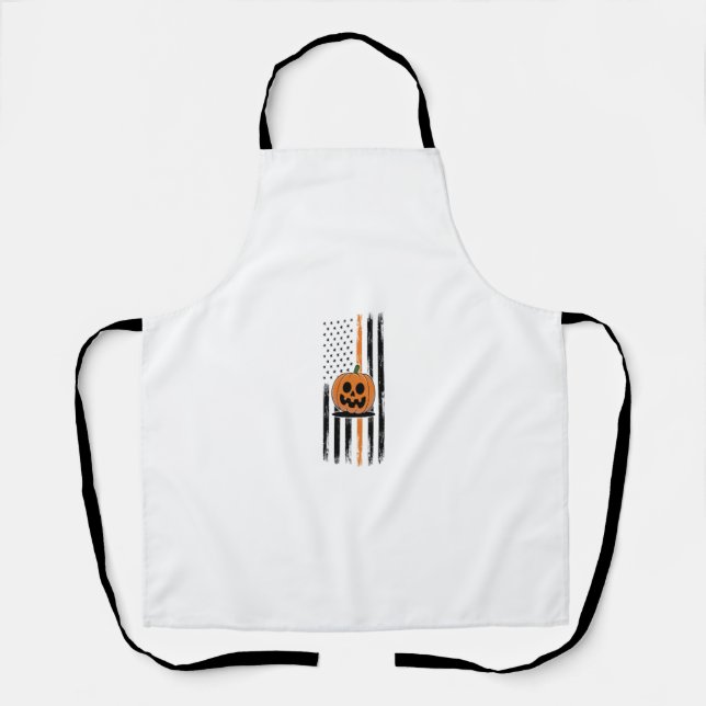 Pumpkin Head US Flag Apron (Front)