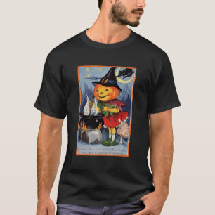 Pumpkin Head Witch Brewing Magic Potion Halloween T-Shirt