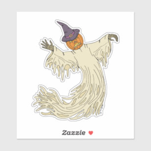 Pumpkin-Headed Ghost Halloween Art
