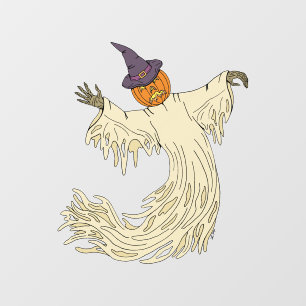 Pumpkin-Headed Ghost Halloween Art