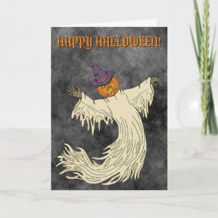 Pumpkin-Headed Ghost Halloween Art Card