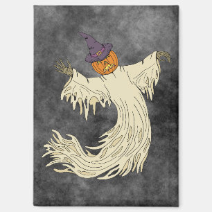 Pumpkin-Headed Ghost Halloween Art Magnet