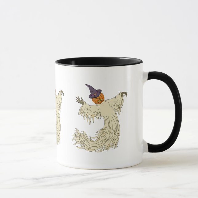 Pumpkin-Headed Ghost Halloween Art Mug (Right)