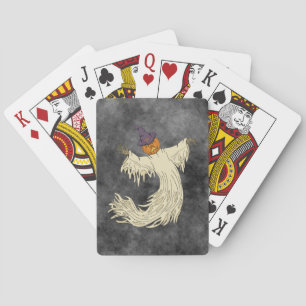 Pumpkin-Headed Ghost Halloween Art Playing Cards