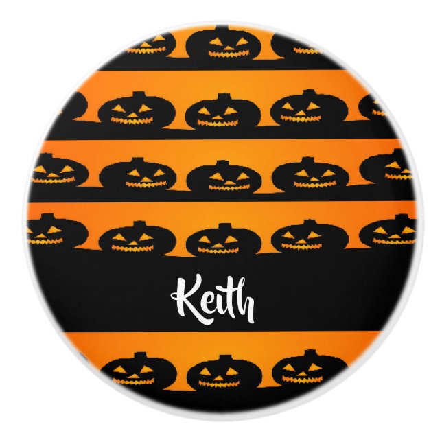 Pumpkin heads halloween theme ceramic knob (Front)