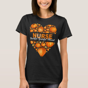 Pumpkin Heart Nurse Autumn Thankful Grateful Bless T-Shirt