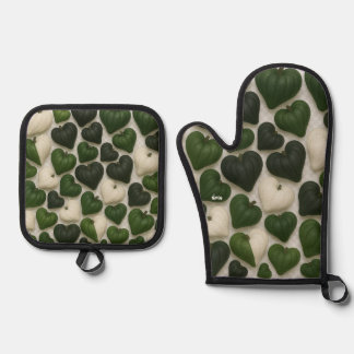 pumpkin heart oven mitt & pot holder set