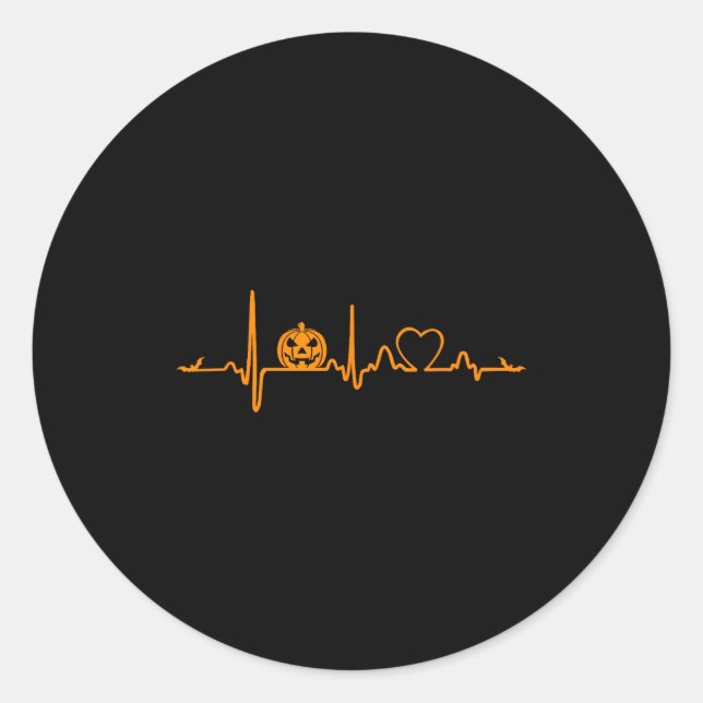 Pumpkin Heartbeat Halloween  Classic Round Sticker (Front)