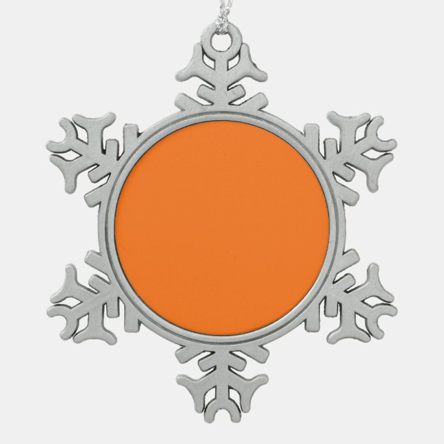 Pumpkin hex code FF7518 Snowflake Pewter Christmas Ornament (Front)