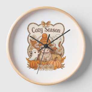 Pumpkin-highland Cow Ghost Halloween Clock