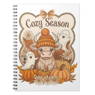 Pumpkin-highland Cow Ghost Halloween Notebook