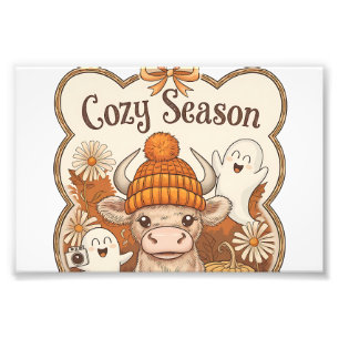 Pumpkin-highland Cow Ghost Halloween Photo Print