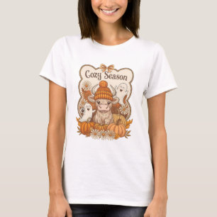 Pumpkin-highland Cow Ghost Halloween T-Shirt